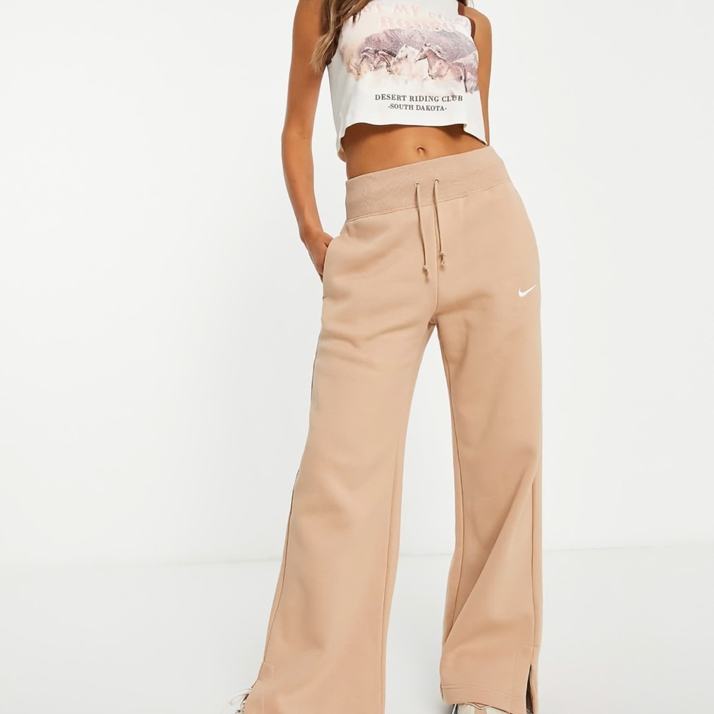 Nike Phoenix Fleece High Waisted Sweatpant- Tan